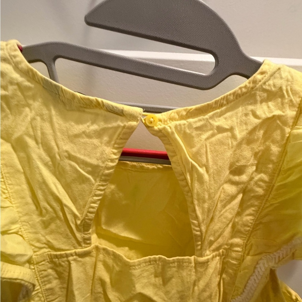 Banana Republic Yellow Ruffle Flutter Sleeve Blouse Petite Small Cotton Top - Picture 4 of 11